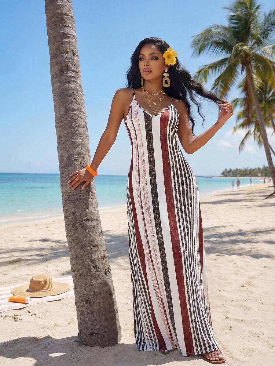 Vestido Maxi Boho de Alças Brisa Boho com Costas Abertas e Bolsos — fotografia 96 | Mar & Pérola