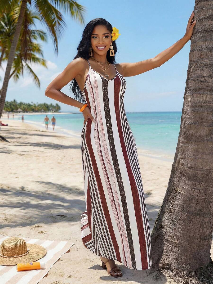 Vestido Maxi Boho de Alças Brisa Boho com Costas Abertas e Bolsos — fotografia 98 | Mar & Pérola