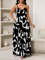 Vestido Maxi de Alças Linhas da Maré com Estampa Geométrica e Bolsos — fotografia 1 | Mar & Pérola