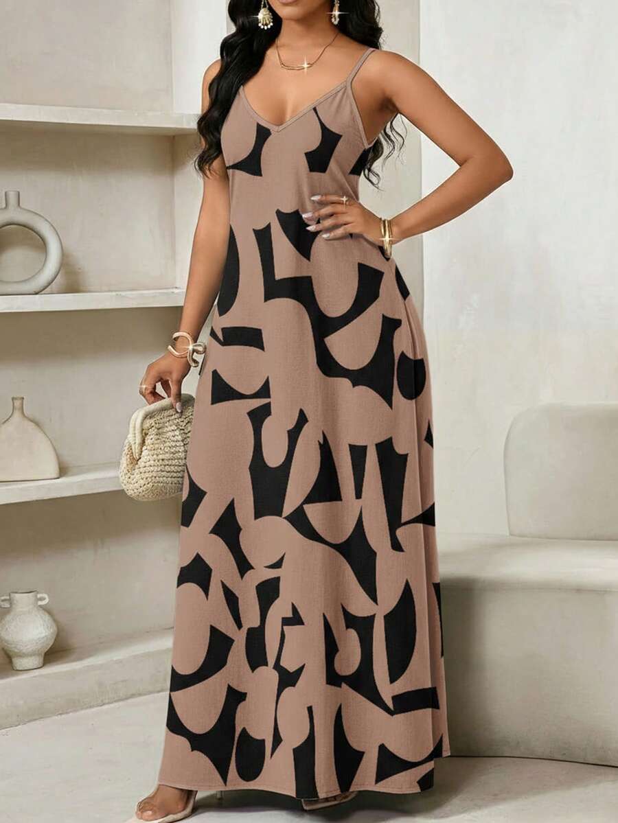 Vestido Maxi de Alças Linhas da Maré com Estampa Geométrica e Bolsos — fotografia 10 | Mar & Pérola