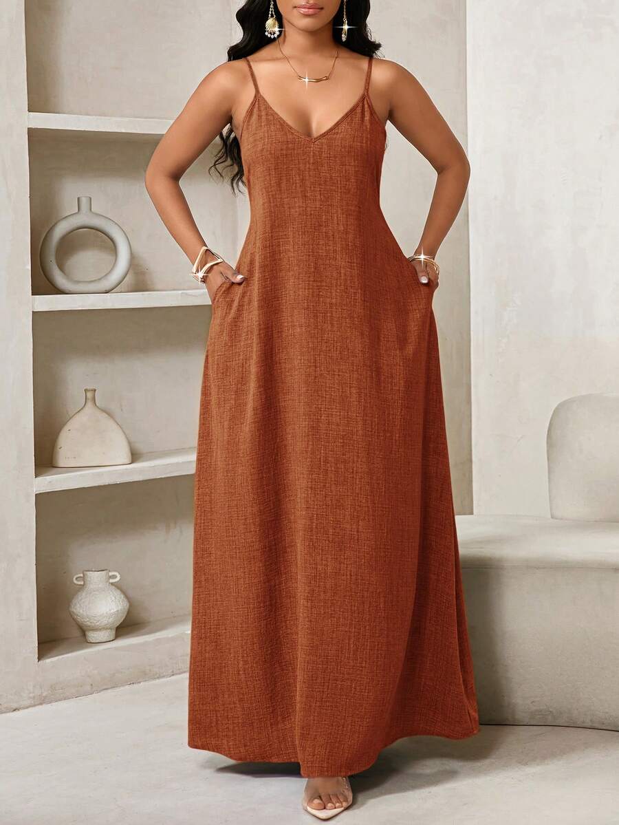 Vestido Maxi de Alças Linhas da Maré com Estampa Geométrica e Bolsos — fotografia 32 | Mar & Pérola