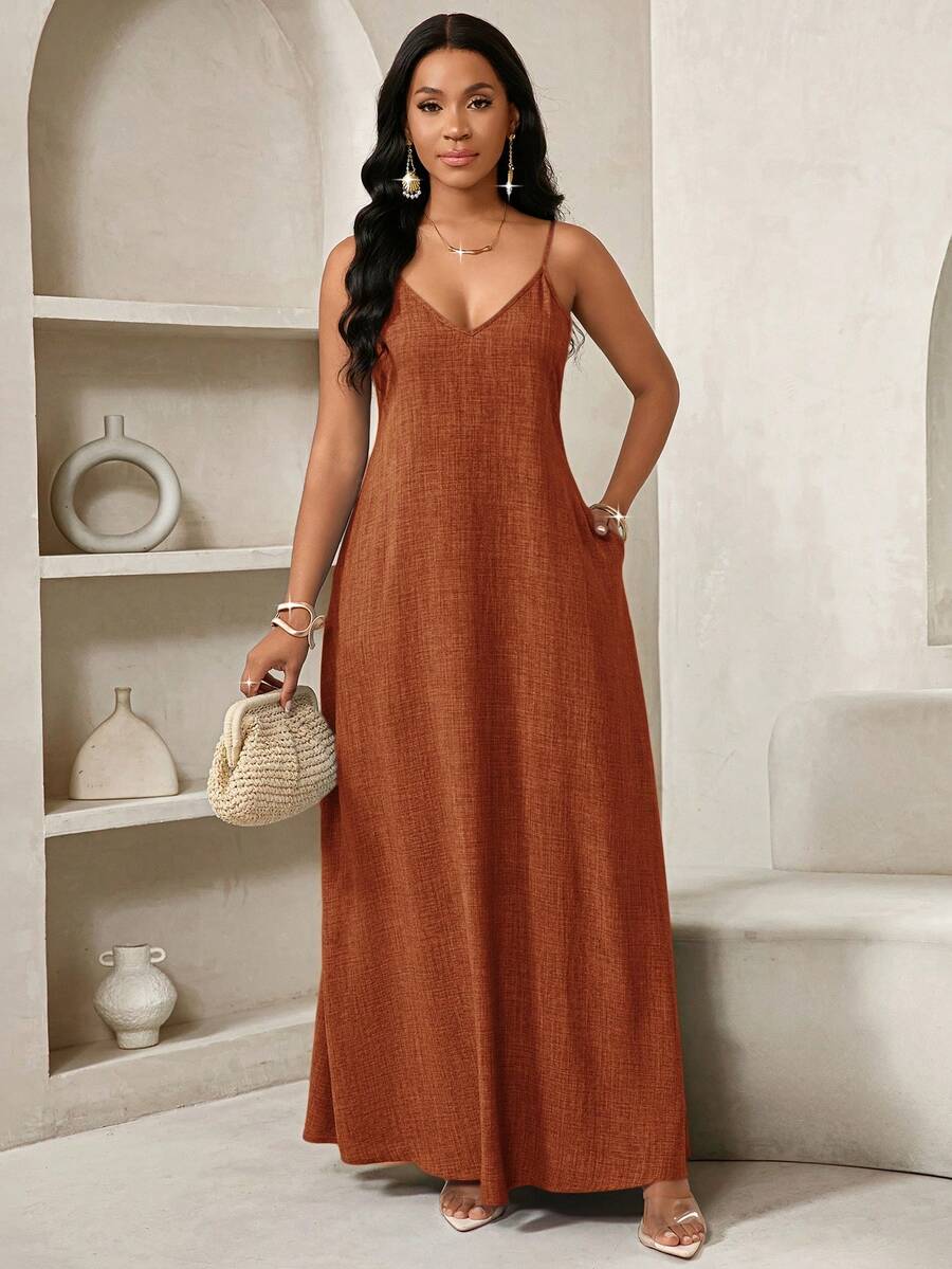 Vestido Maxi de Alças Linhas da Maré com Estampa Geométrica e Bolsos — fotografia 35 | Mar & Pérola