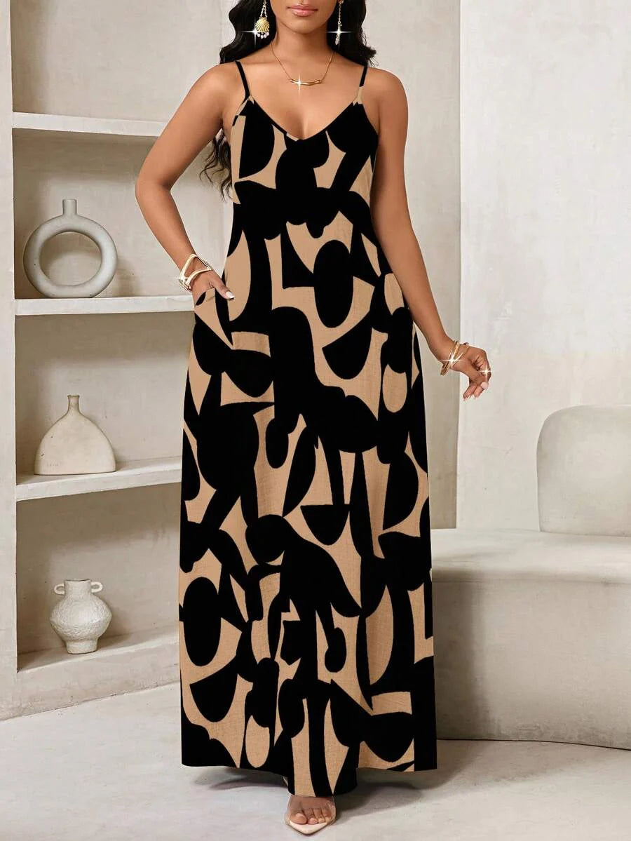 Vestido Maxi de Alças Linhas da Maré com Estampa Geométrica e Bolsos — fotografia 36 | Mar & Pérola