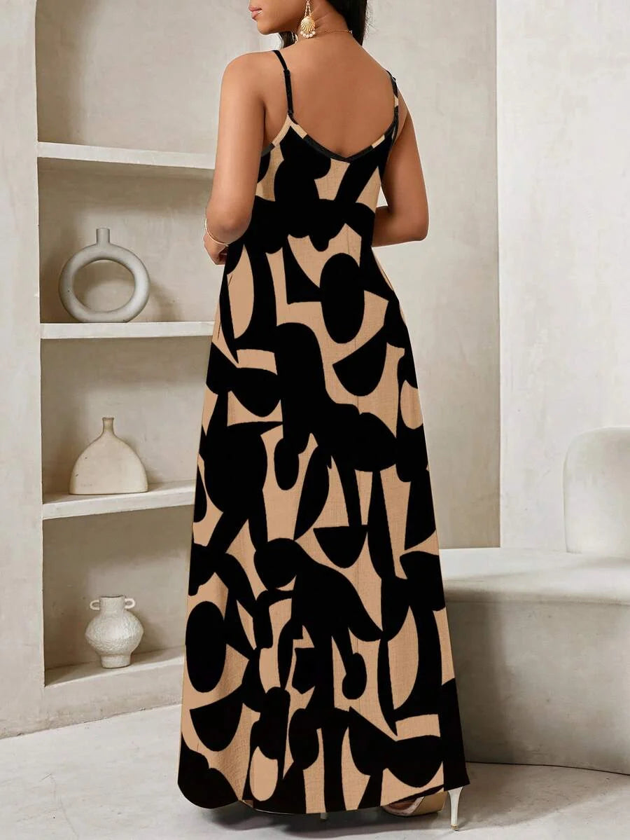 Vestido Maxi de Alças Linhas da Maré com Estampa Geométrica e Bolsos — fotografia 37 | Mar & Pérola