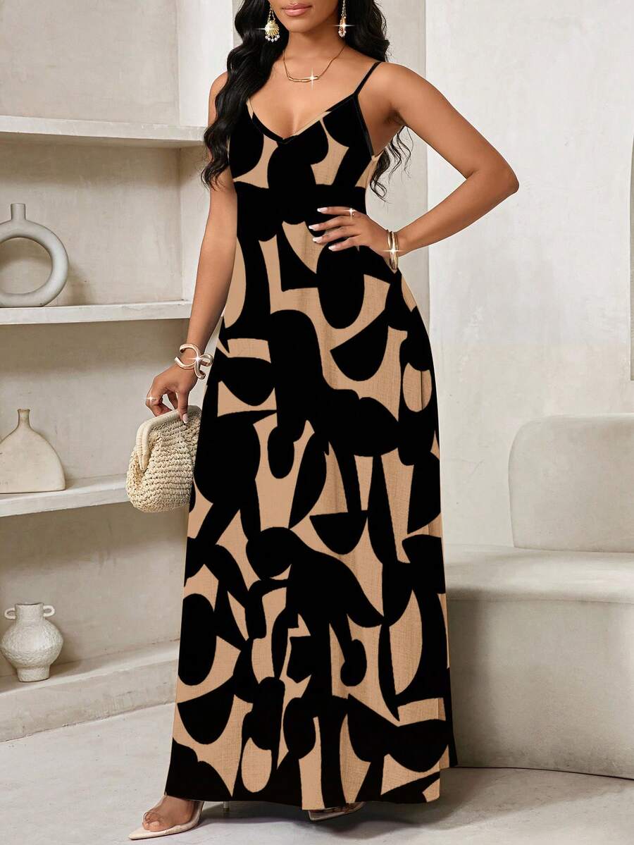Vestido Maxi de Alças Linhas da Maré com Estampa Geométrica e Bolsos — fotografia 38 | Mar & Pérola