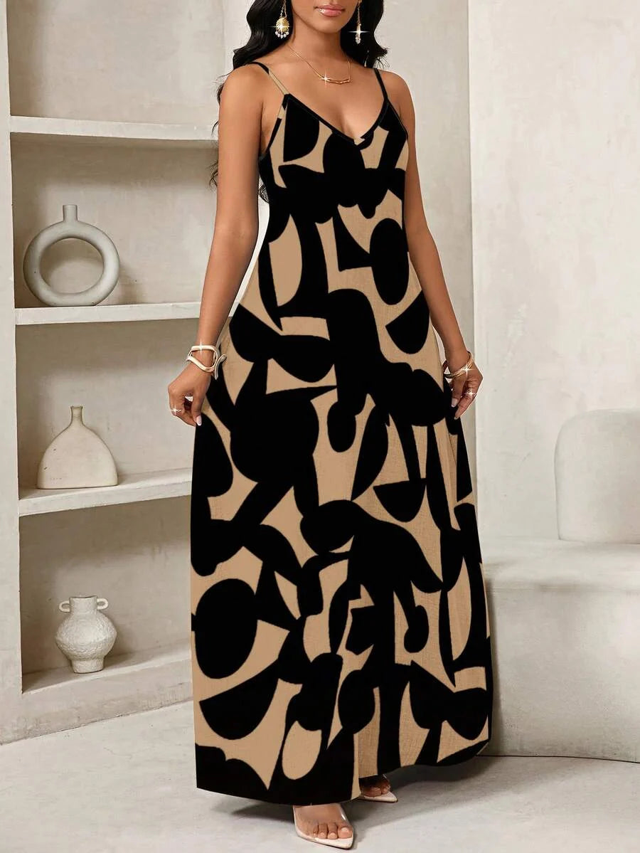 Vestido Maxi de Alças Linhas da Maré com Estampa Geométrica e Bolsos — fotografia 40 | Mar & Pérola