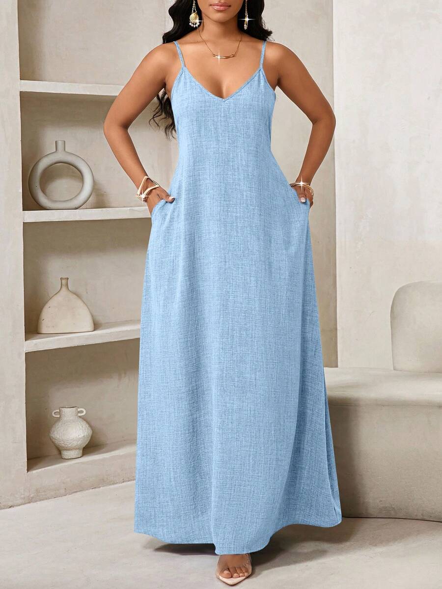 Vestido Maxi de Alças Linhas da Maré com Estampa Geométrica e Bolsos — fotografia 53 | Mar & Pérola