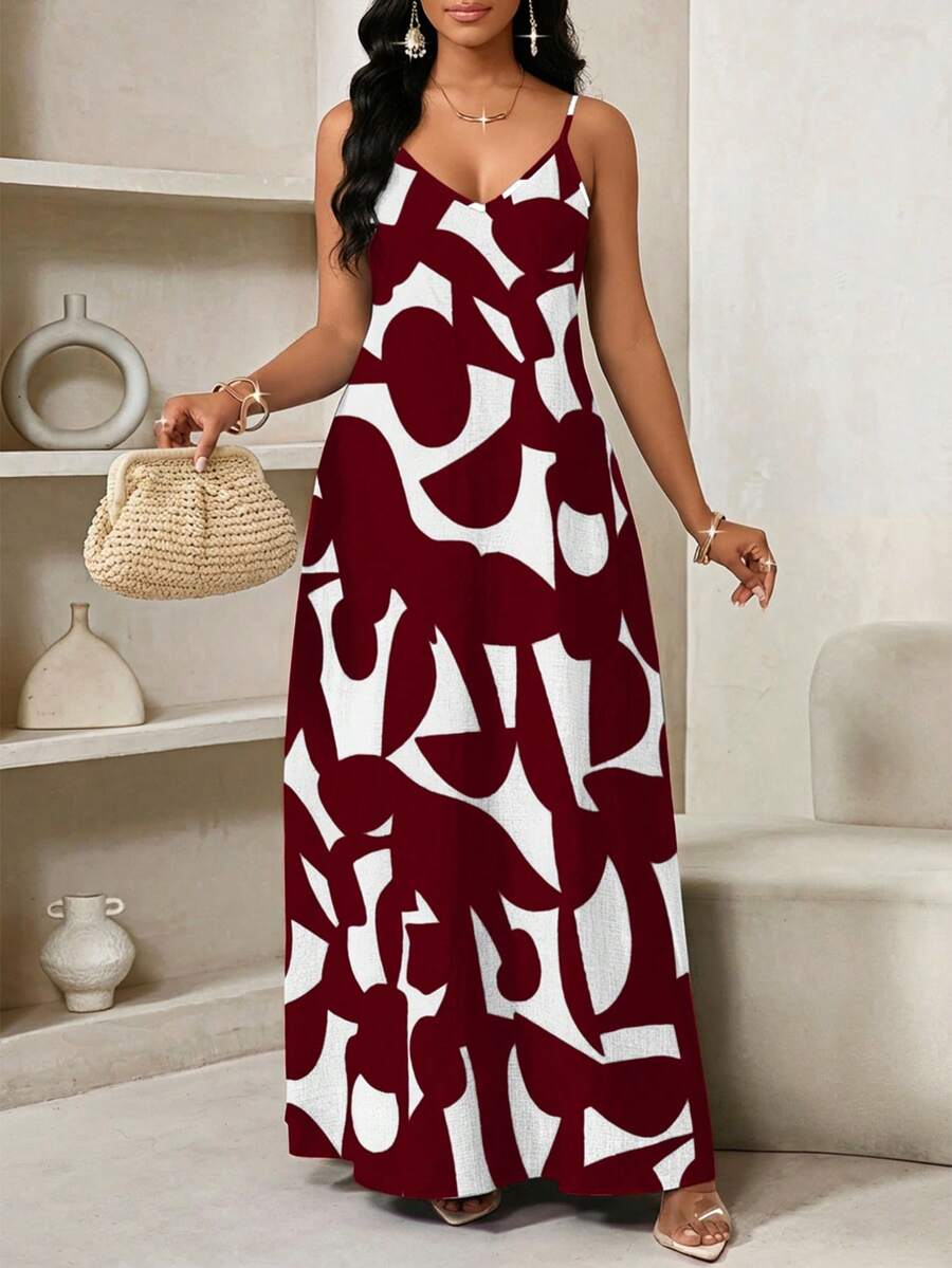 Vestido Maxi de Alças Linhas da Maré com Estampa Geométrica e Bolsos — fotografia 60 | Mar & Pérola