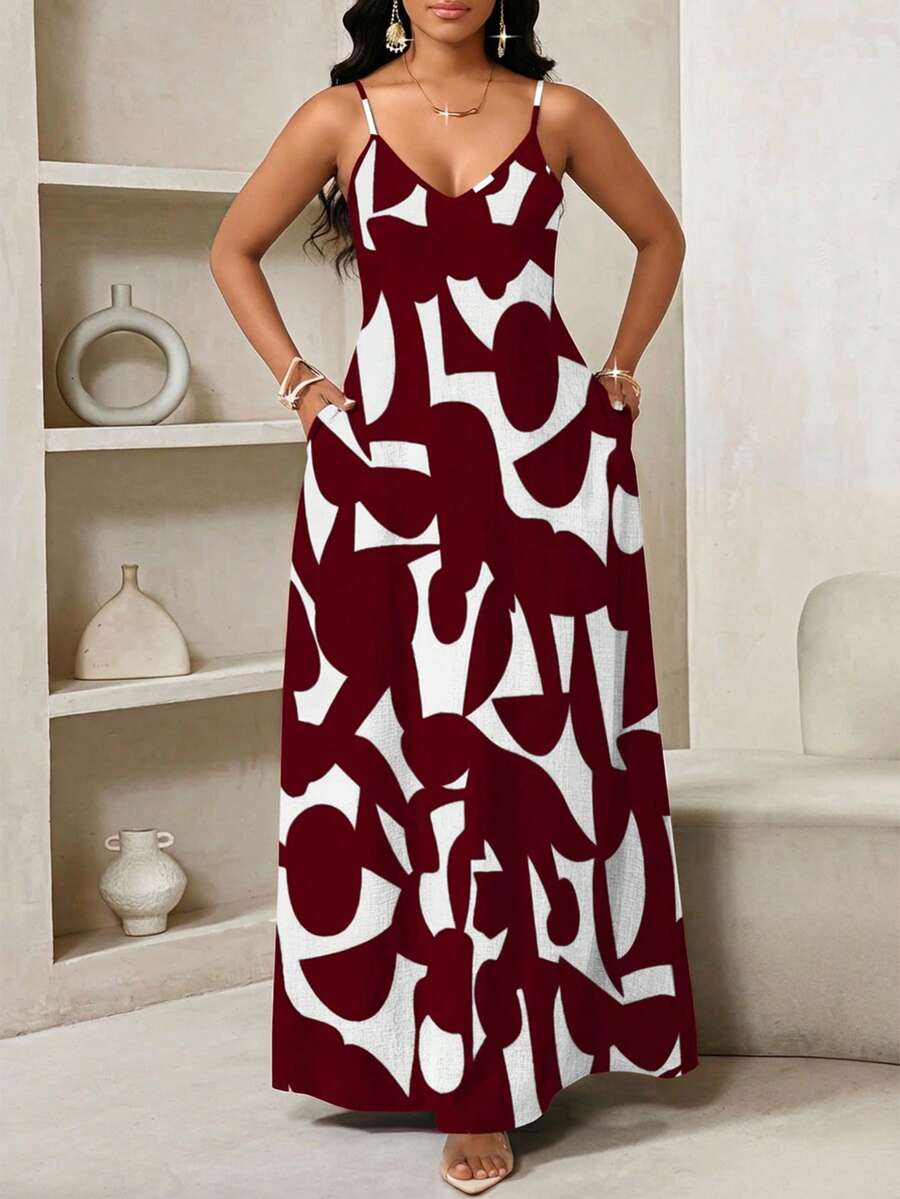 Vestido Maxi de Alças Linhas da Maré com Estampa Geométrica e Bolsos — fotografia 62 | Mar & Pérola