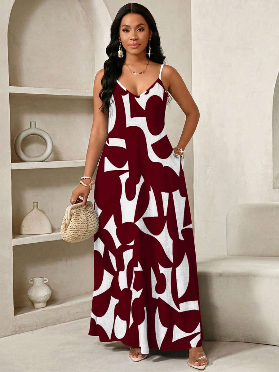 Vestido Maxi de Alças Linhas da Maré com Estampa Geométrica e Bolsos — fotografia 63 | Mar & Pérola