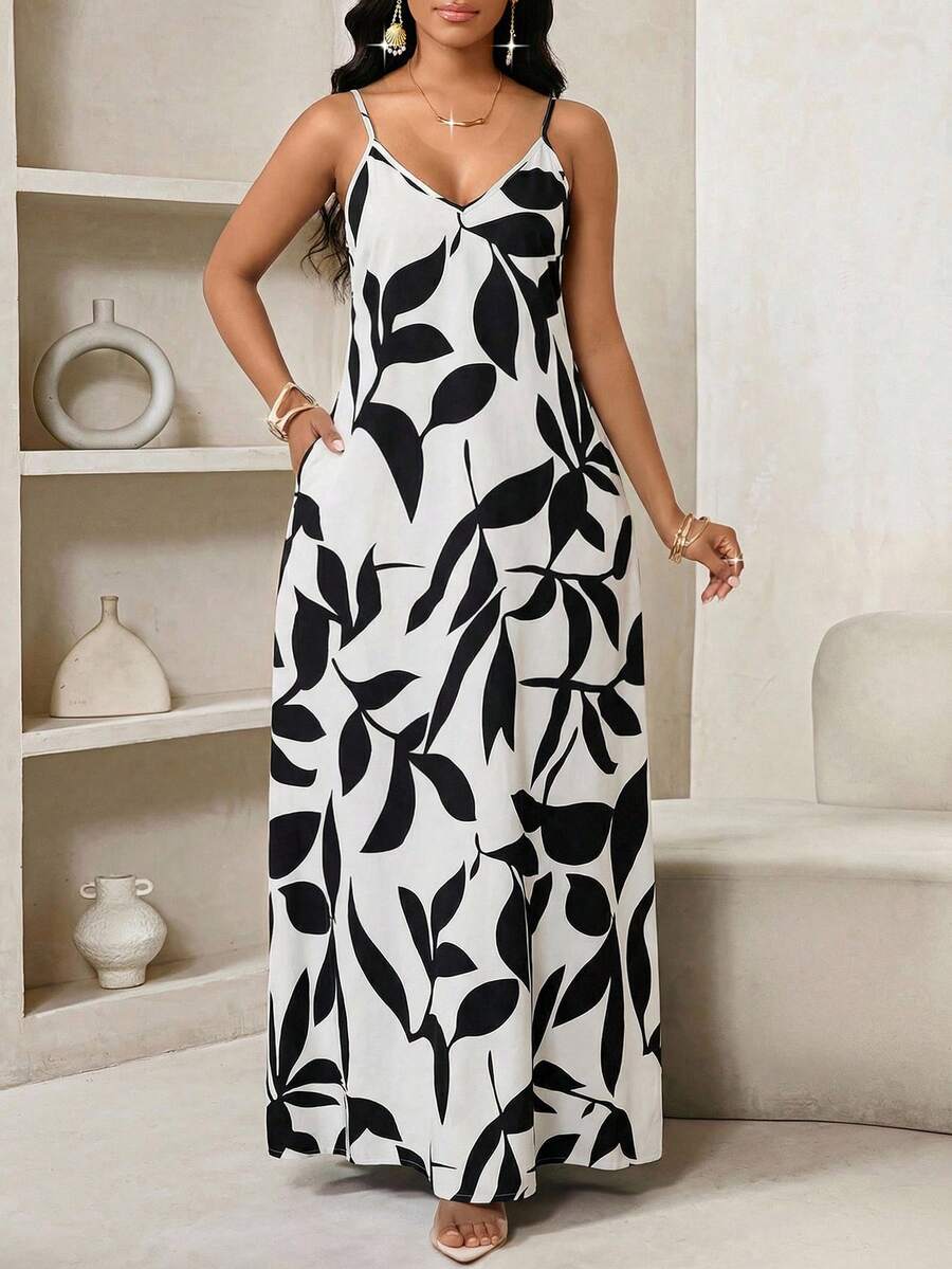 Vestido Maxi de Alças Linhas da Maré com Estampa Geométrica e Bolsos — fotografia 64 | Mar & Pérola