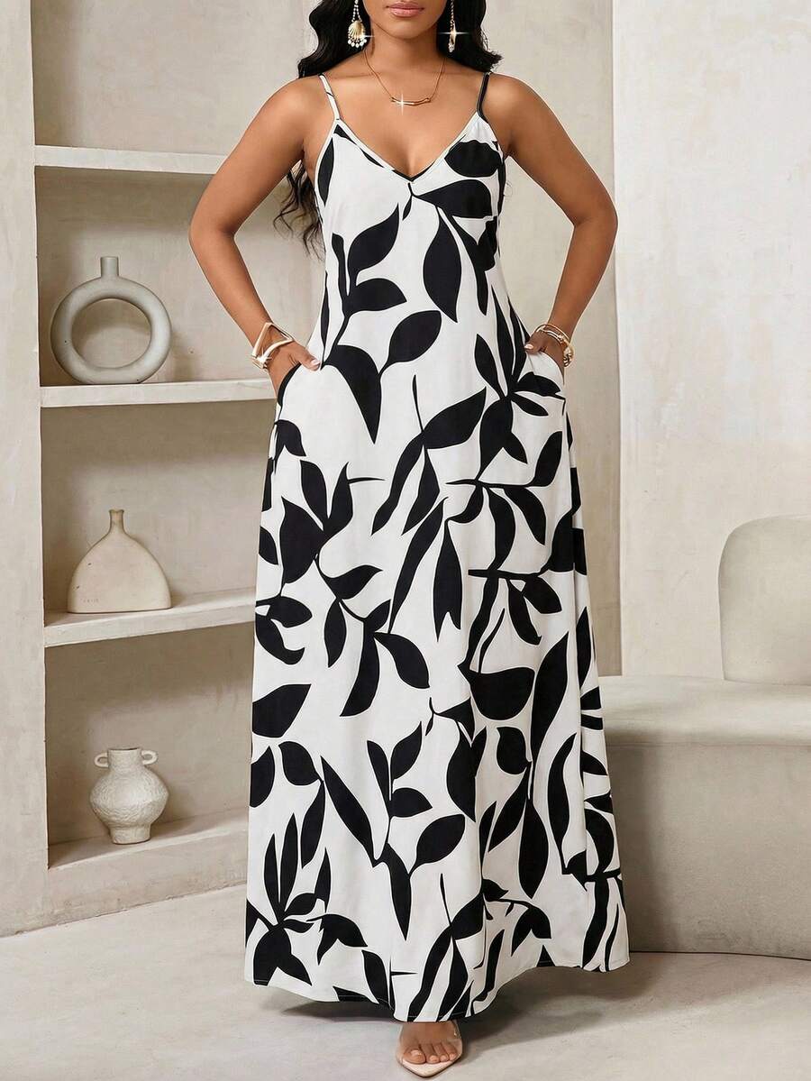 Vestido Maxi de Alças Linhas da Maré com Estampa Geométrica e Bolsos — fotografia 69 | Mar & Pérola
