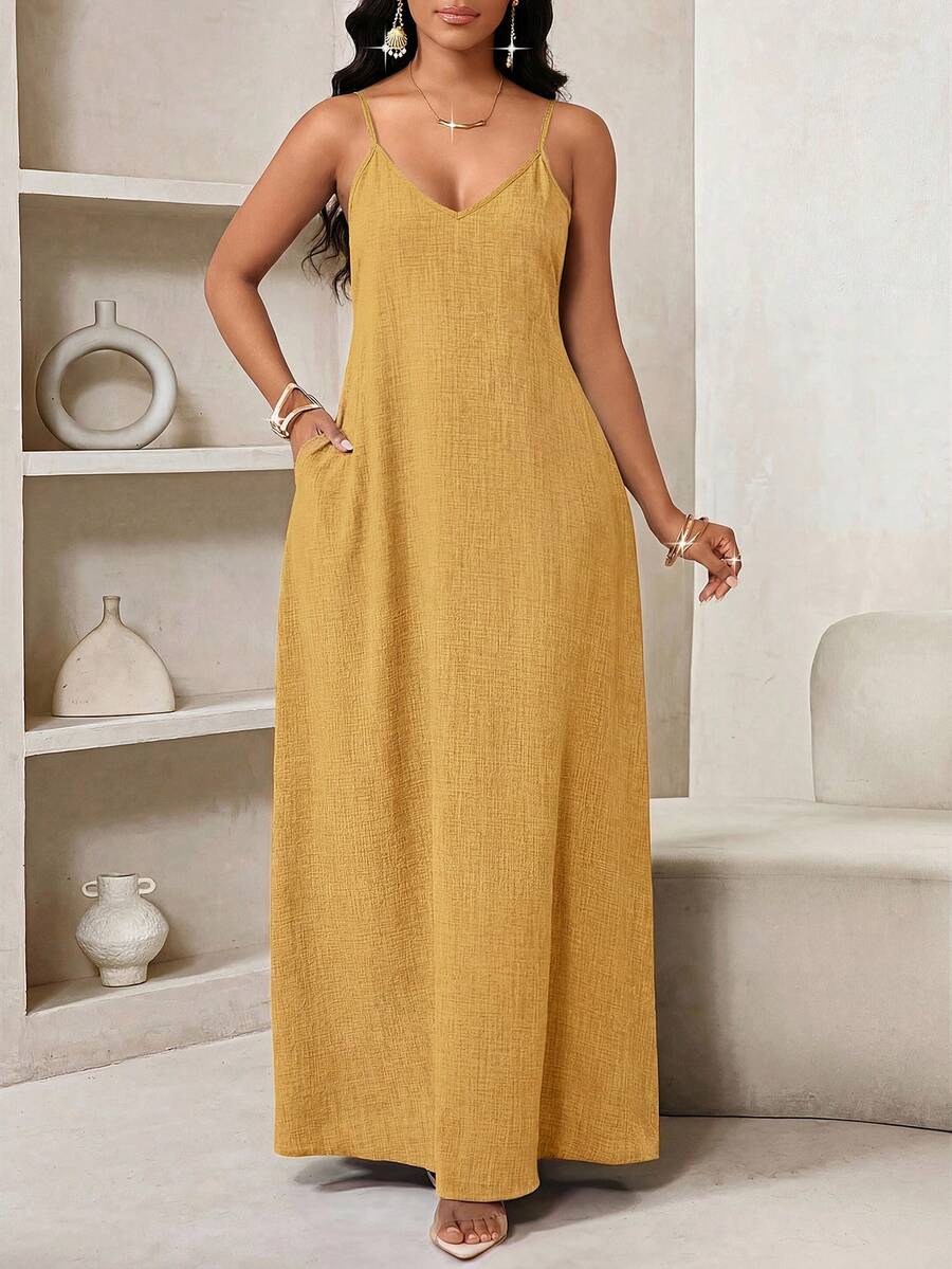 Vestido Maxi de Alças Linhas da Maré com Estampa Geométrica e Bolsos — fotografia 78 | Mar & Pérola