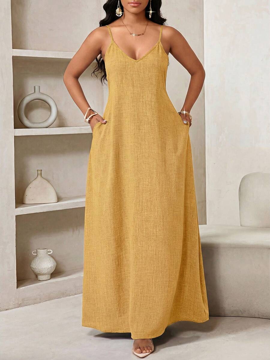 Vestido Maxi de Alças Linhas da Maré com Estampa Geométrica e Bolsos — fotografia 81 | Mar & Pérola