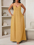 Vestido Maxi de Alças Linhas da Maré com Estampa Geométrica e Bolsos — fotografia 81 | Mar & Pérola