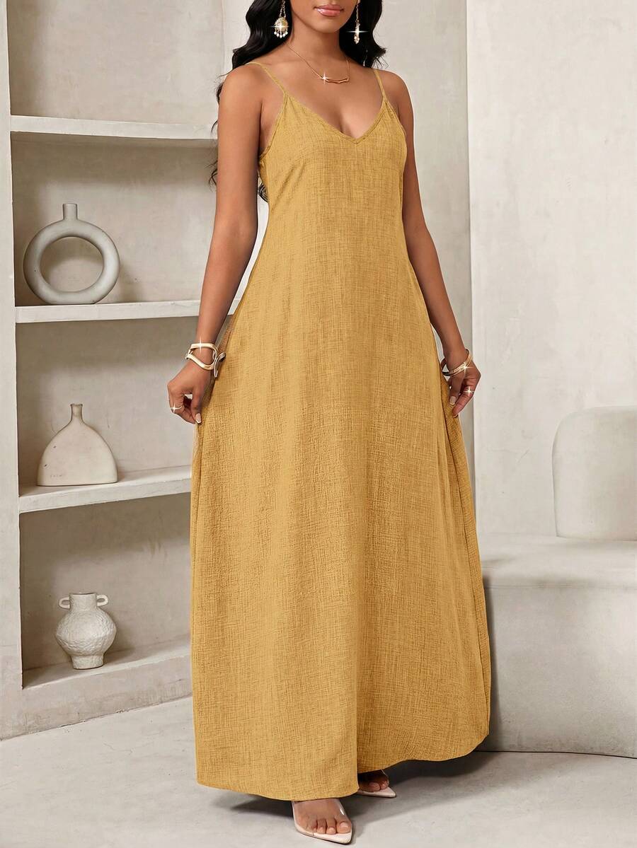 Vestido Maxi de Alças Linhas da Maré com Estampa Geométrica e Bolsos — fotografia 82 | Mar & Pérola