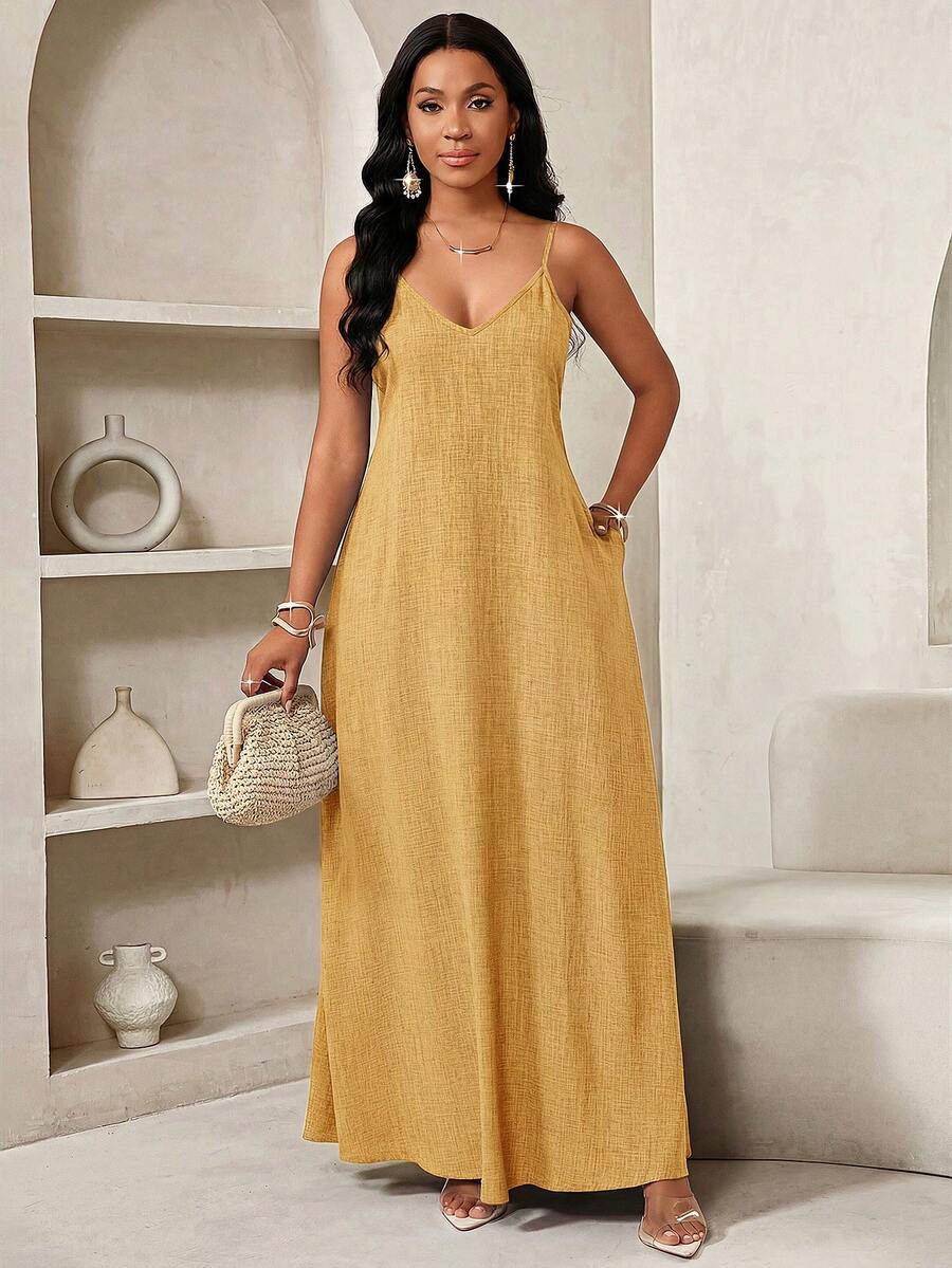 Vestido Maxi de Alças Linhas da Maré com Estampa Geométrica e Bolsos — fotografia 84 | Mar & Pérola
