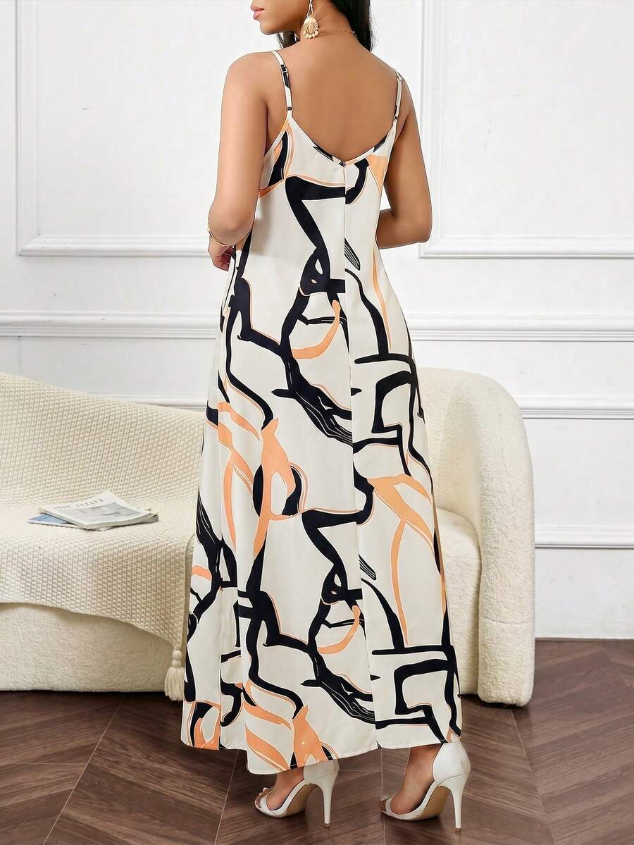 Vestido Maxi de Alças Linhas da Maré com Estampa Geométrica e Bolsos — fotografia 86 | Mar & Pérola