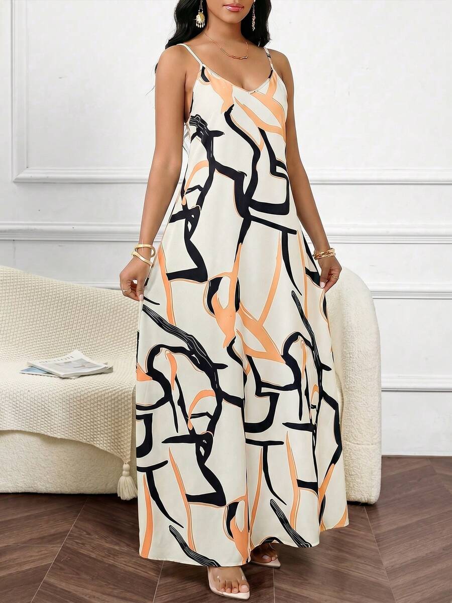 Vestido Maxi de Alças Linhas da Maré com Estampa Geométrica e Bolsos — fotografia 87 | Mar & Pérola