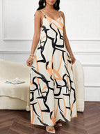 Vestido Maxi de Alças Linhas da Maré com Estampa Geométrica e Bolsos — fotografia 87 | Mar & Pérola