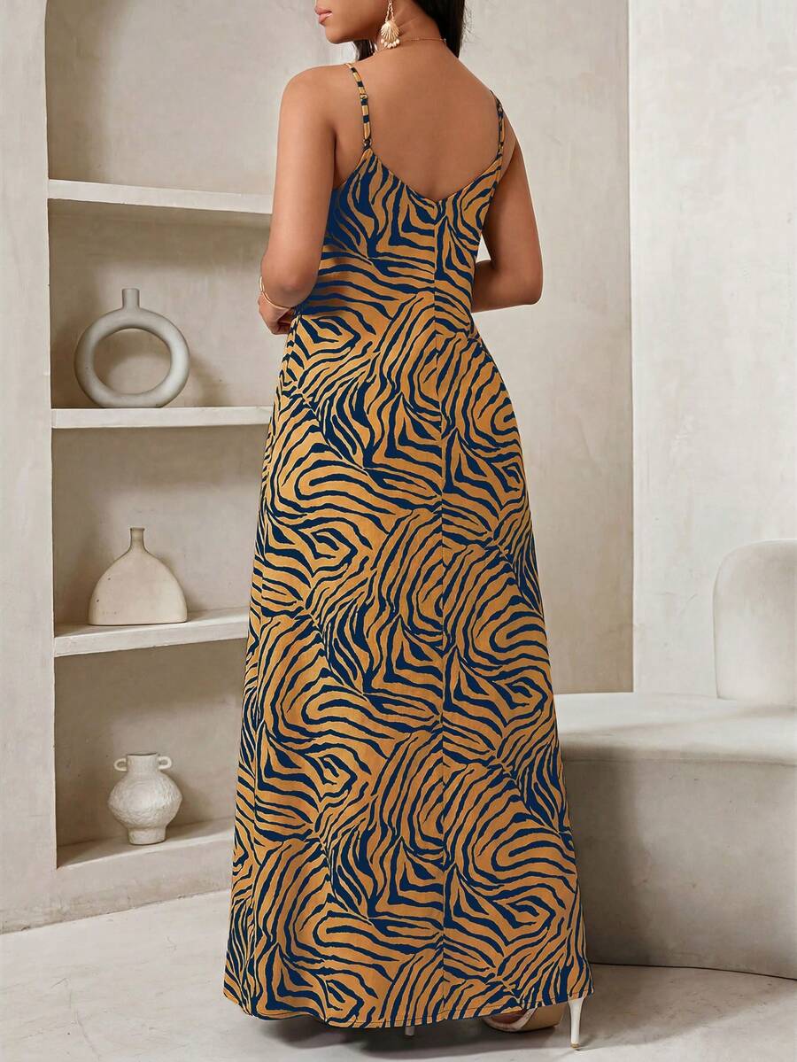 Vestido Maxi de Alças Linhas da Maré com Estampa Geométrica e Bolsos — fotografia 92 | Mar & Pérola
