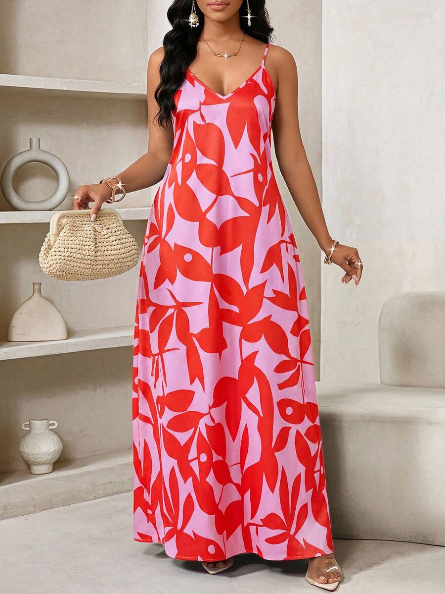 Vestido Maxi de Alças Linhas da Maré com Estampa Geométrica e Bolsos — fotografia 100 | Mar & Pérola