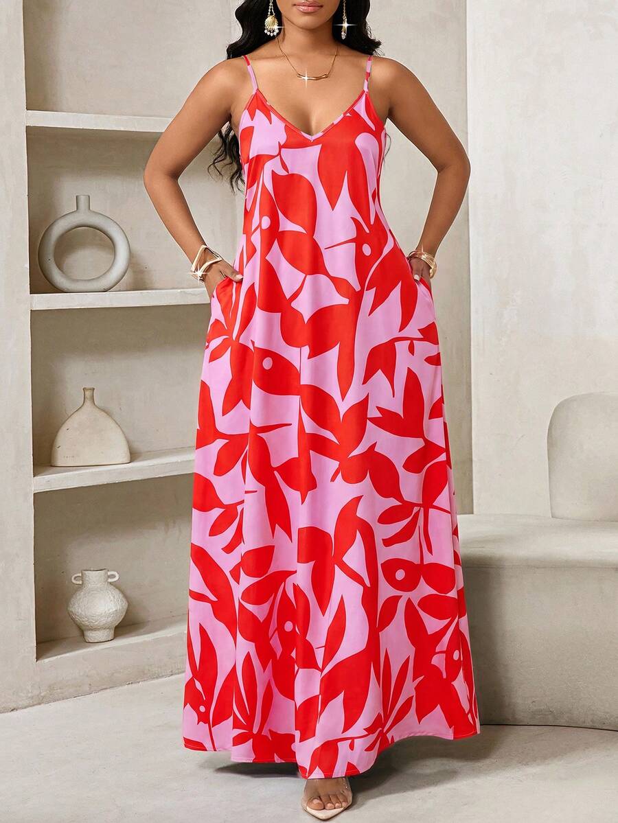 Vestido Maxi de Alças Linhas da Maré com Estampa Geométrica e Bolsos — fotografia 101 | Mar & Pérola