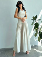 Vestido Maxi de Malha Brisa de Verão com Gola Redonda e Costas Abertas — fotografia 3 | Mar & Pérola