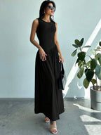 Vestido Maxi de Malha Brisa de Verão com Gola Redonda e Costas Abertas — fotografia 9 | Mar & Pérola