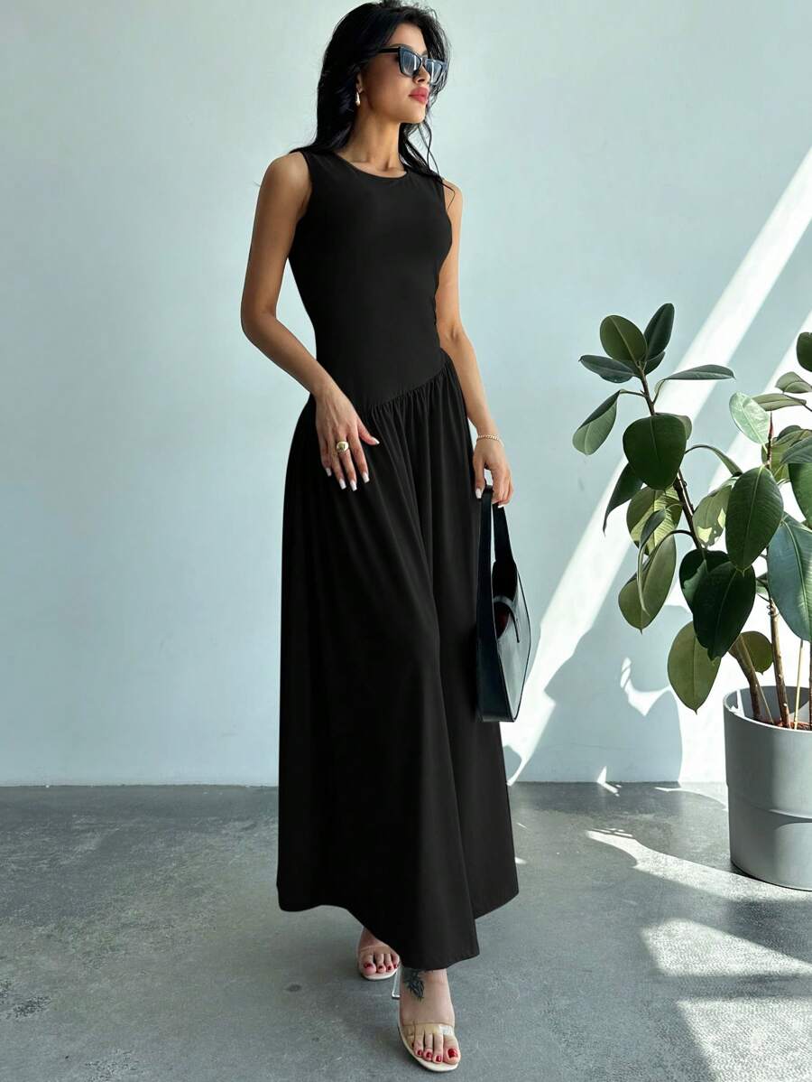 Vestido Maxi de Malha Brisa de Verão com Gola Redonda e Costas Abertas — fotografia 9 | Mar & Pérola