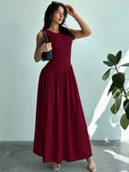 Vestido Maxi de Malha Brisa de Verão com Gola Redonda e Costas Abertas — fotografia 37 | Mar & Pérola