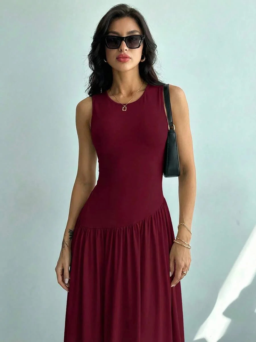 Vestido Maxi de Malha Brisa de Verão com Gola Redonda e Costas Abertas — fotografia 40 | Mar & Pérola