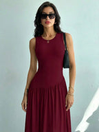 Vestido Maxi de Malha Brisa de Verão com Gola Redonda e Costas Abertas — fotografia 40 | Mar & Pérola