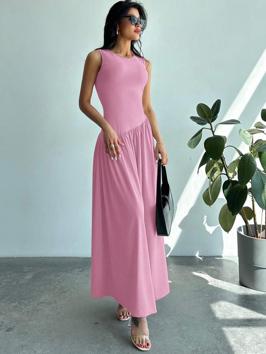 Vestido Maxi de Malha Brisa de Verão com Gola Redonda e Costas Abertas — fotografia 46 | Mar & Pérola