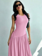 Vestido Maxi de Malha Brisa de Verão com Gola Redonda e Costas Abertas — fotografia 47 | Mar & Pérola