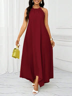 Vestido Maxi Halter Orla Solar com Laço e Bainha Assimétrica — fotografia 1 | Mar & Pérola