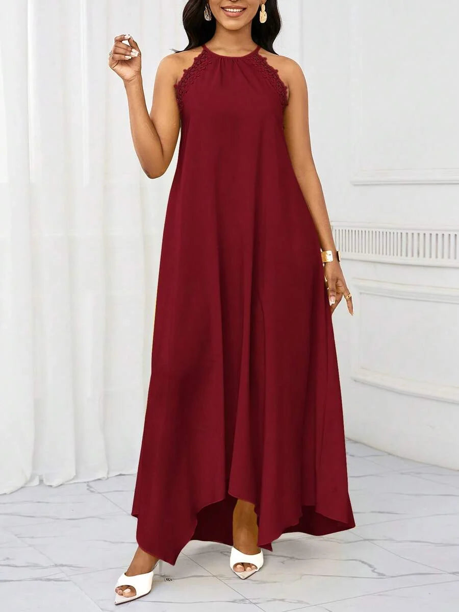 Vestido Maxi Halter Orla Solar com Laço e Bainha Assimétrica — fotografia 3 | Mar & Pérola