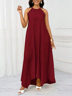 Vestido Maxi Halter Orla Solar com Laço e Bainha Assimétrica — fotografia 3 | Mar & Pérola