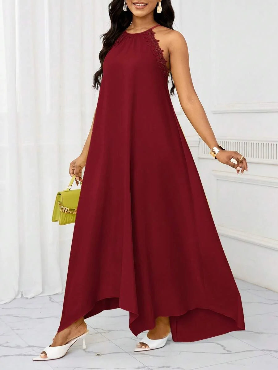 Vestido Maxi Halter Orla Solar com Laço e Bainha Assimétrica — fotografia 5 | Mar & Pérola