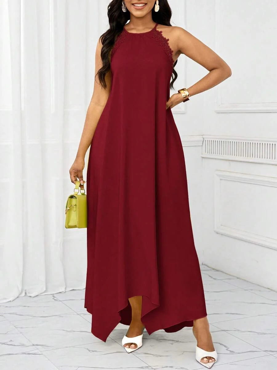 Vestido Maxi Halter Orla Solar com Laço e Bainha Assimétrica — fotografia 6 | Mar & Pérola