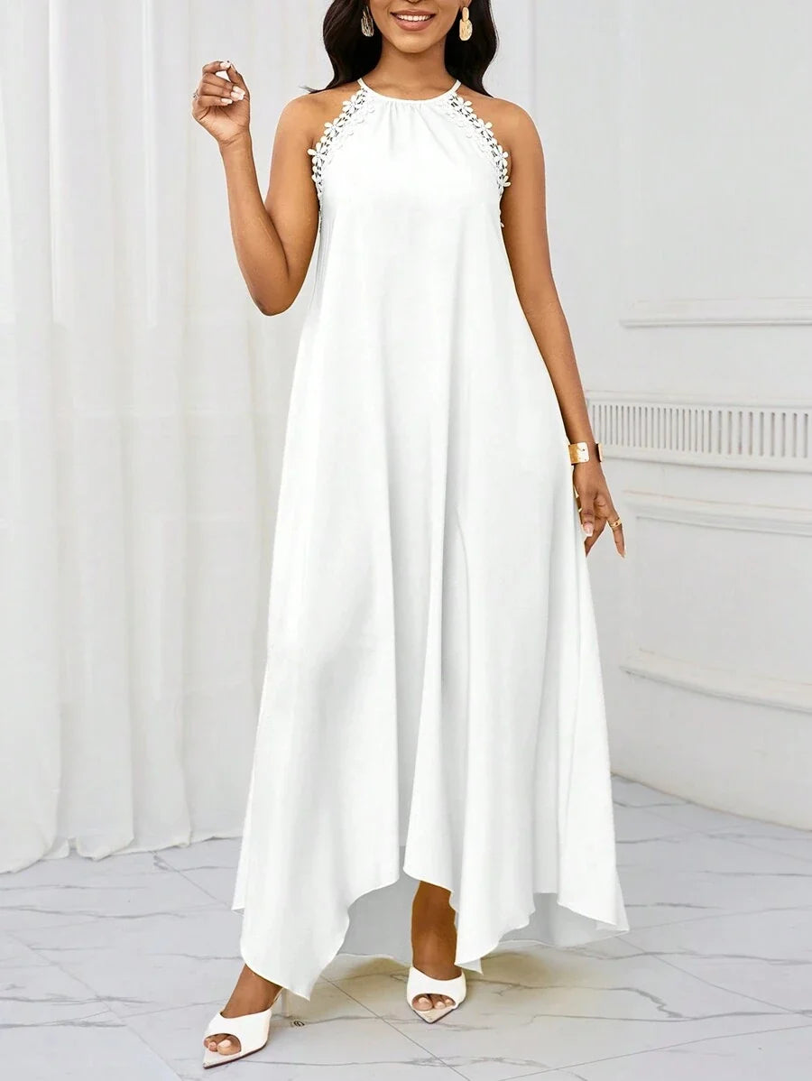 Vestido Maxi Halter Orla Solar com Laço e Bainha Assimétrica — fotografia 10 | Mar & Pérola