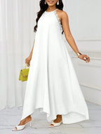 Vestido Maxi Halter Orla Solar com Laço e Bainha Assimétrica — fotografia 12 | Mar & Pérola