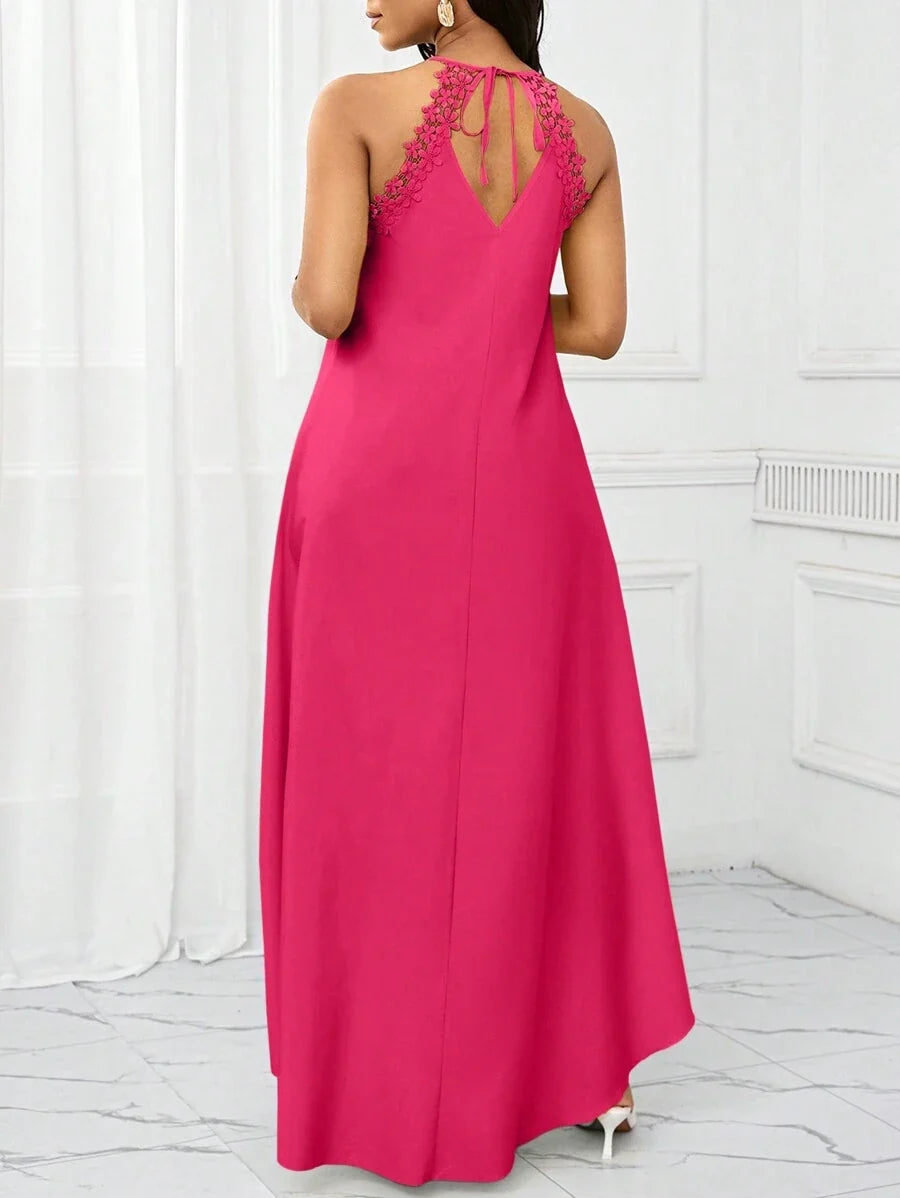 Vestido Maxi Halter Orla Solar com Laço e Bainha Assimétrica — fotografia 16 | Mar & Pérola