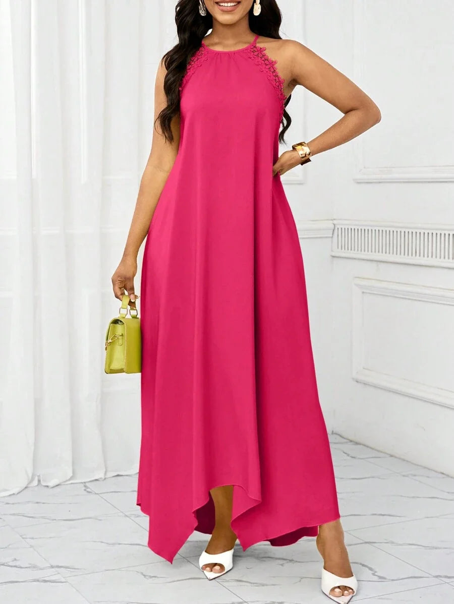 Vestido Maxi Halter Orla Solar com Laço e Bainha Assimétrica — fotografia 18 | Mar & Pérola