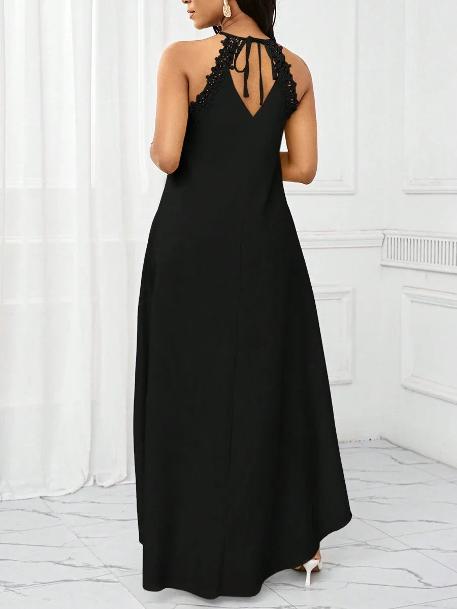 Vestido Maxi Halter Orla Solar com Laço e Bainha Assimétrica — fotografia 30 | Mar & Pérola