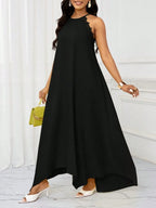 Vestido Maxi Halter Orla Solar com Laço e Bainha Assimétrica — fotografia 33 | Mar & Pérola