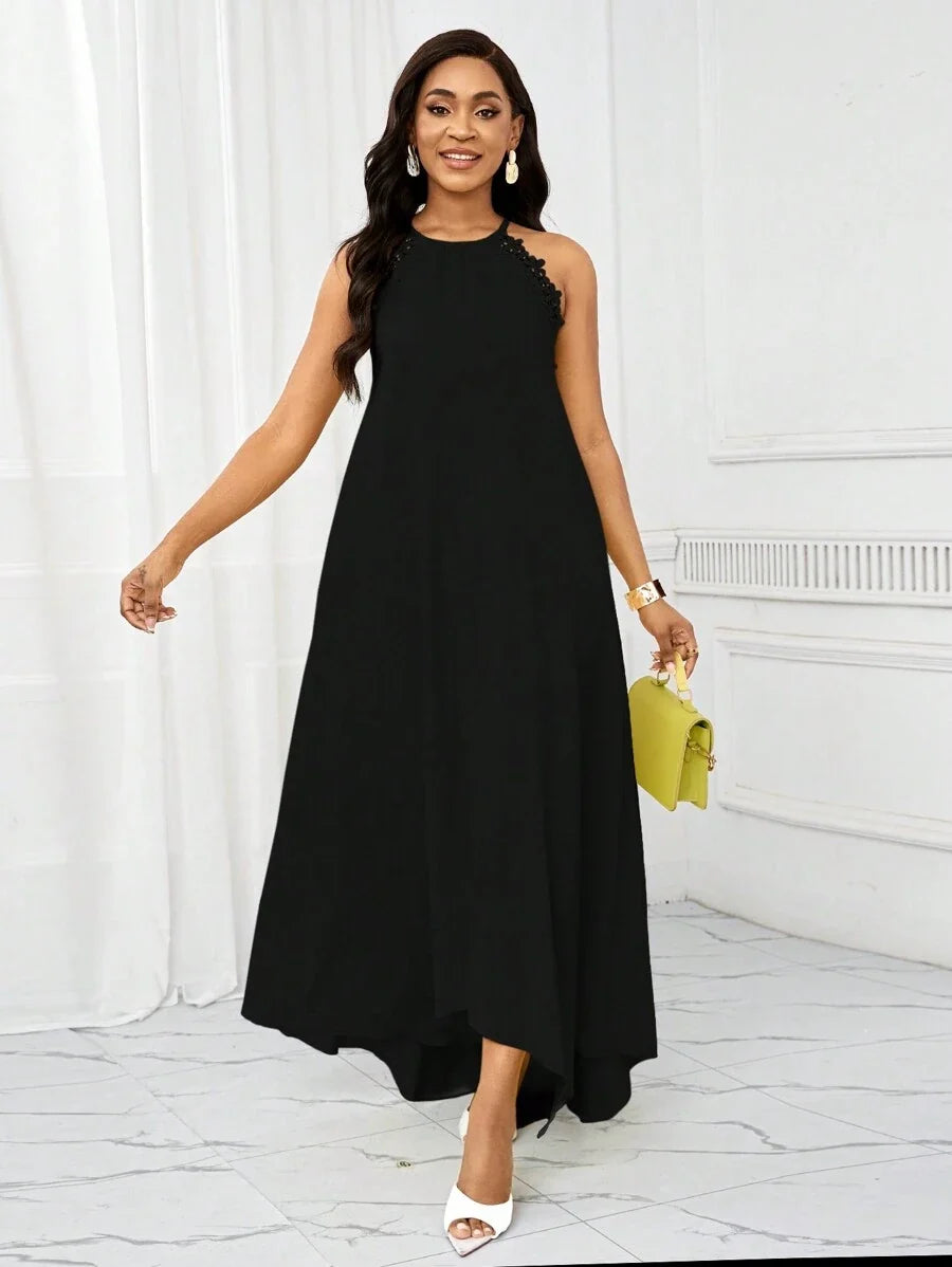 Vestido Maxi Halter Orla Solar com Laço e Bainha Assimétrica — fotografia 34 | Mar & Pérola