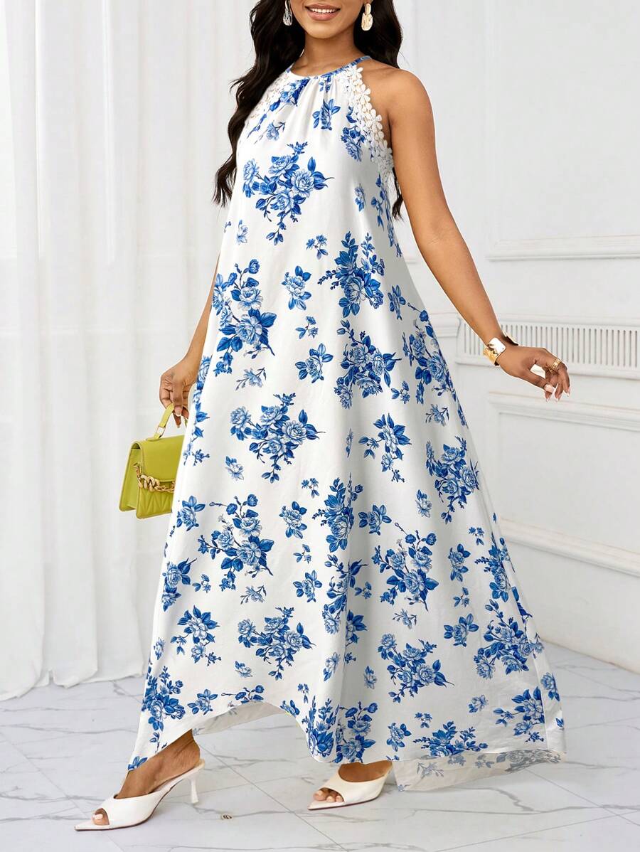 Vestido Maxi Halter Orla Solar com Laço e Bainha Assimétrica — fotografia 39 | Mar & Pérola