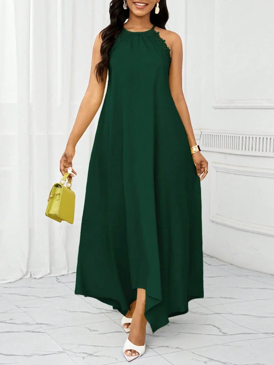Vestido Maxi Halter Orla Solar com Laço e Bainha Assimétrica — fotografia 42 | Mar & Pérola
