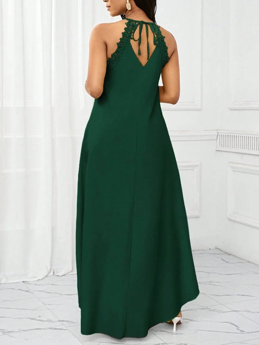 Vestido Maxi Halter Orla Solar com Laço e Bainha Assimétrica — fotografia 43 | Mar & Pérola
